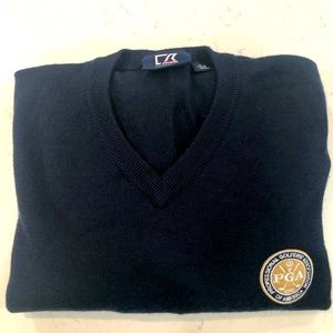 CUTTER&BUCK PGA Metropolitan Section Golf Vneck Long Sleeve Mens Sweater Sz M